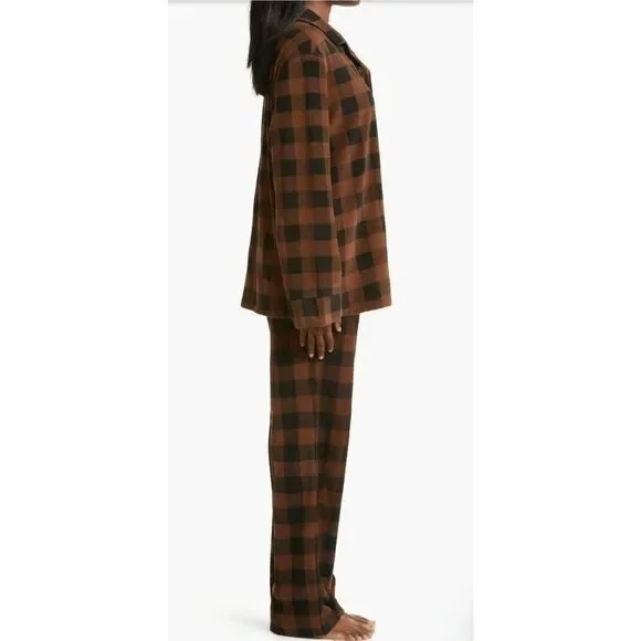 SKIMS Fleece‎ Plaid Top & Pant Sleep Set In Jasper Buffalo Check 2X NWT In Box